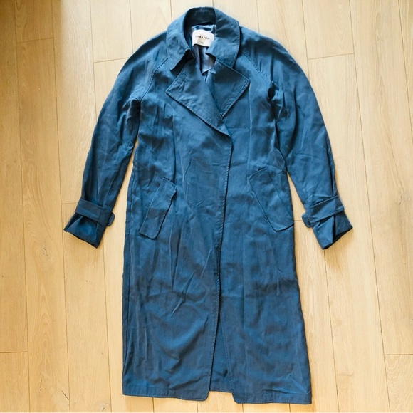 Aritzia Babaton Lawson Open Front Trench Coat in Smoky Blue - Picture 2 of 12